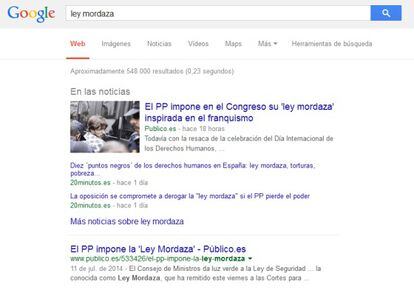 Un ejemplo de búsqueda de un contenido noticioso en Google "orgánico". El módulo "En las noticias" y la pestaña "Noticias" en la barra superior se mantendrán tras el cierre de Google News el próximo 16 de diciembre.