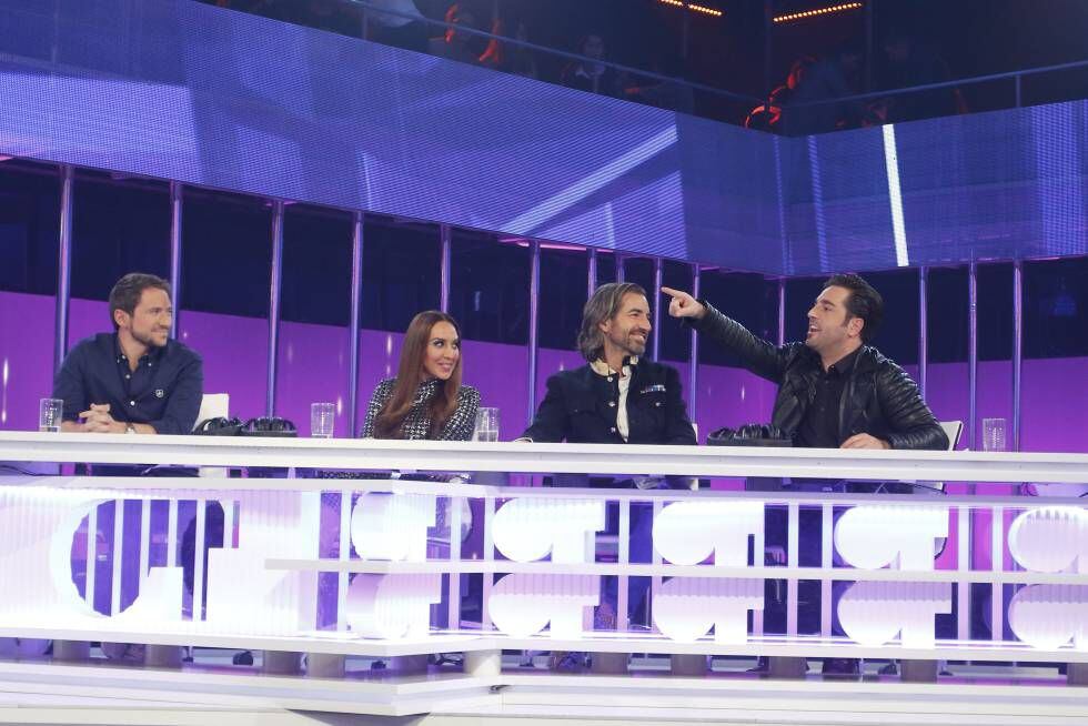 El jurado de 'Operación Triunfo': Manuel Martos, Mónica Naranjo, Joe Pérez Orive y el cantante David Bustamante como invitado al programa el pasado 4 de diciembre.