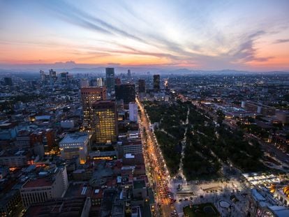 Ciudad de México vista desde la Torre Latinoamericana, al atardecer
