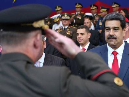 Maduro, encabezando un acto militar en Caracas.