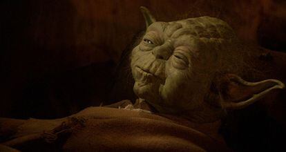 Retrato del maestro Yoda en una de las películas de la saga.