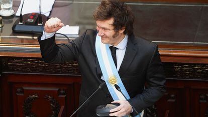 Javier Milei, en el Congreso argentino, en Buenos Aires, este viernes.