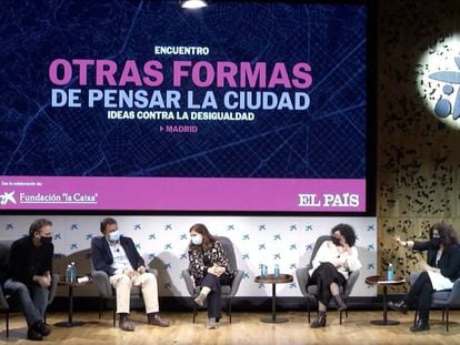 Imatge d'un acte del fòrum de EL PAÍS per debatre sobre els reptes de les ciutats, a Madrid.