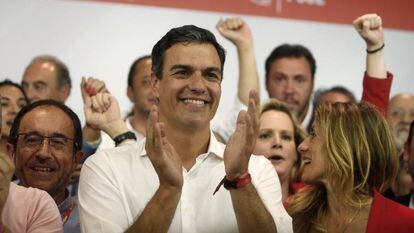 Pedro S&aacute;nchez, tras conocer su victoria en las primarias del PSOE.