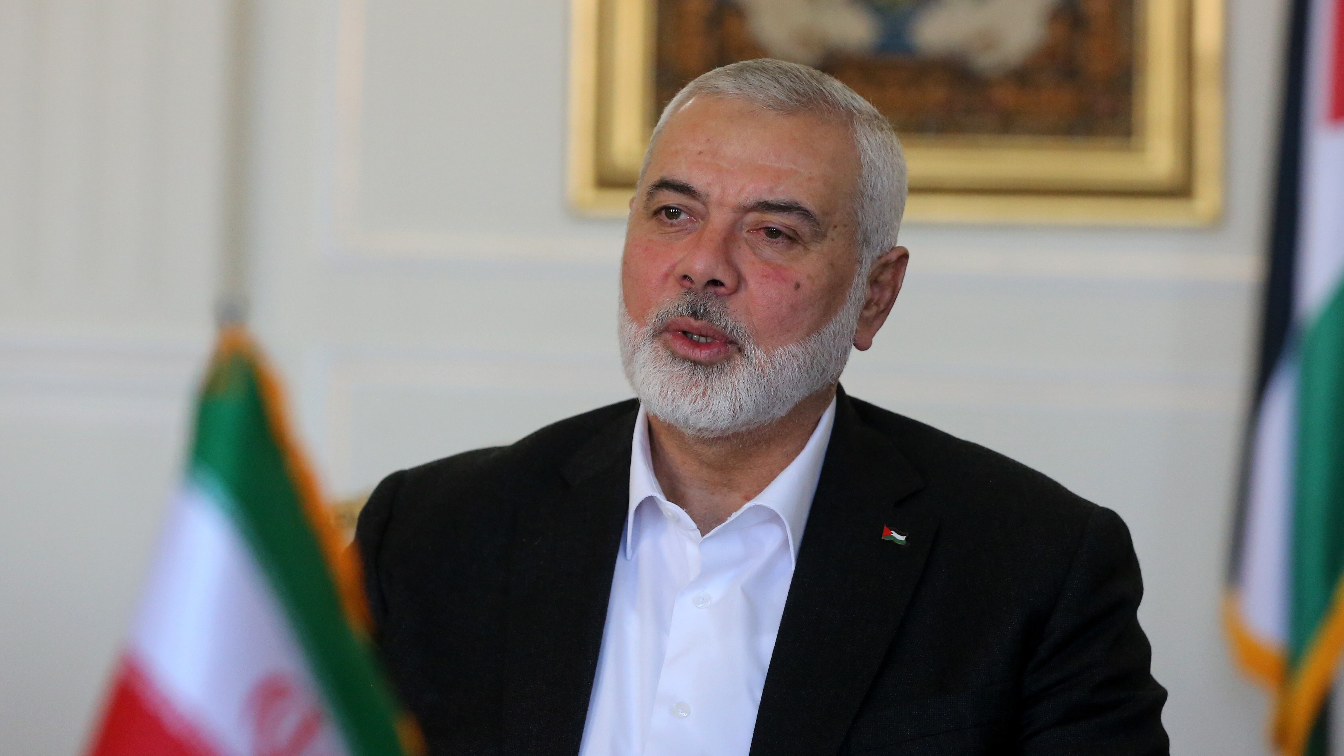 TEHRAN, IRAN - MARCH 26: Hamas chief Ismail Haniyeh and Iranian Foreign Minister Hossein Amir-Abdollahian meet in Tehran, Iran on March 26, 2024. (Photo by Fatemeh Bahrami/Anadolu via Getty Images)