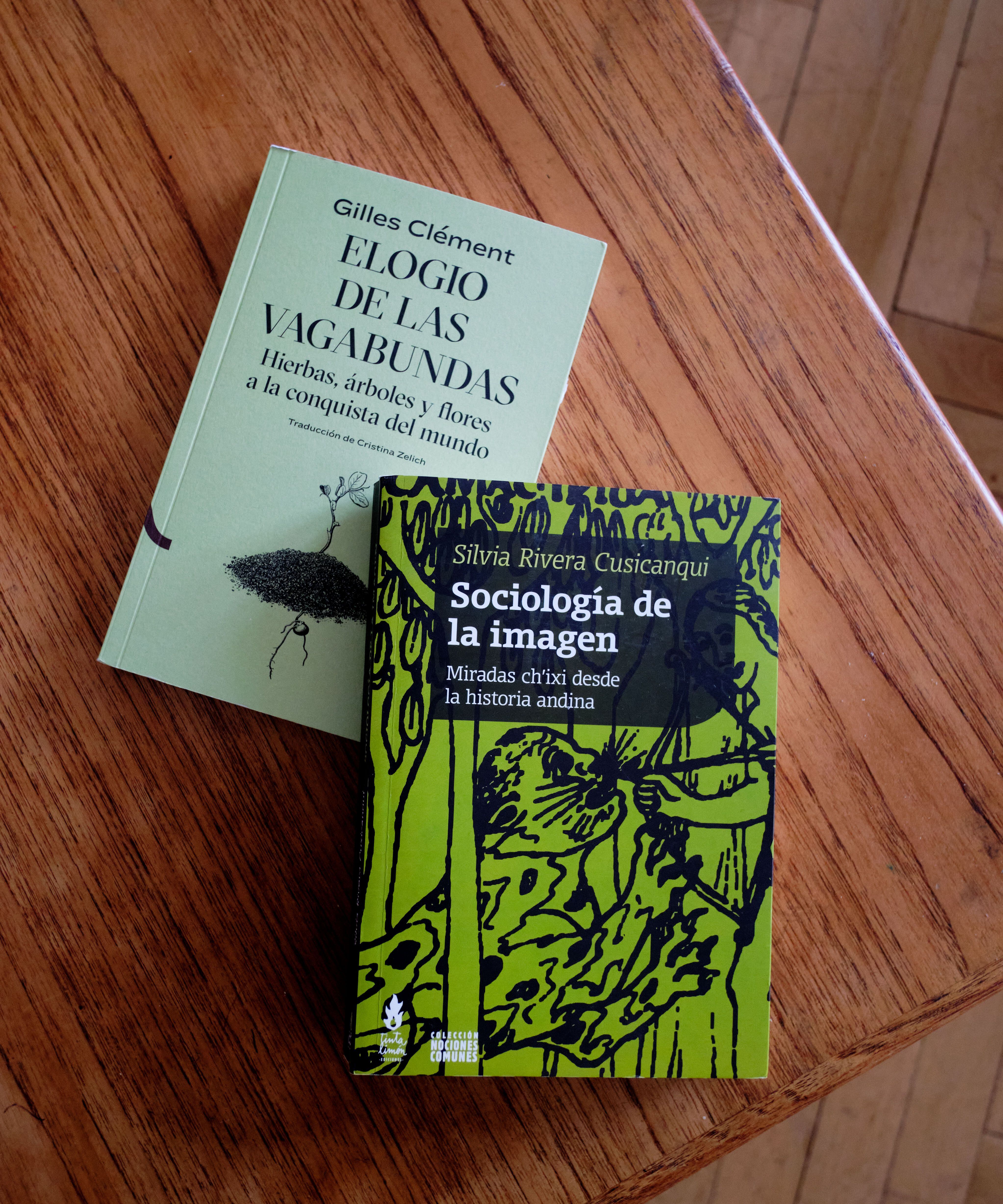 Dos libros que han viajado con ella desde México hasta Alemania.