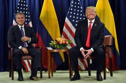 El presidente de Colombia, Iván Duque, junto a su homólogo de Estados Unidos, Donald Trump.
