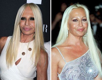 El cambio de Donatela Versace: a la izquierda, la diseñadora el pasado mes de octubre y en la otra imagen, en 2000.