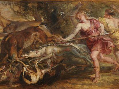 'Diana y sus ninfas cazando', 1636 - 1637. Óleo sobre tabla de madera de roble.