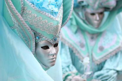 Máscaras venecianas en el Carnaval de Venecia.