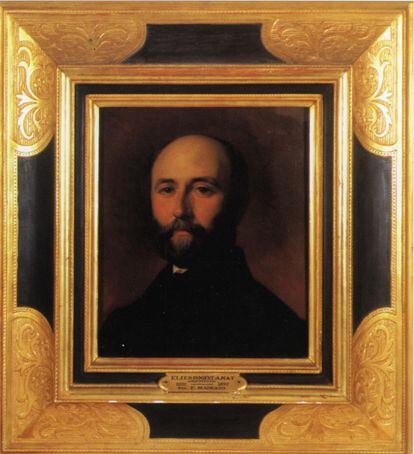 Elies Rogent, pintado por Federico Madrazo, en un cuadro propiedad de sus descendientes.