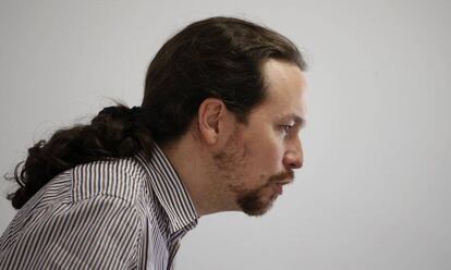 Pablo Iglesias, en la sede de Podemos.