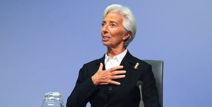 Christine Lagarde, presidenta del BCE, en rueda de prensa en enero de 2020.