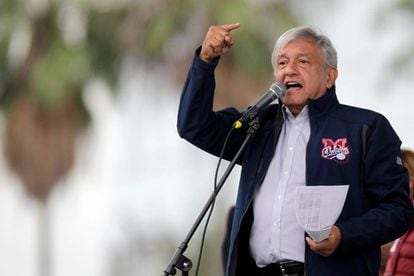 López Obrador en Monterrey, Nuevo León.