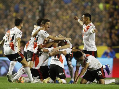 River Plate celebra la clasificación a la final de la Copa Libertadores ante Boca, el pasado 22 de octubre.