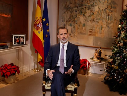 El rey Felipe VI pronuncia el discurso de Navidad.