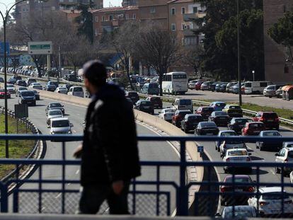 Atasco en la ciudad de Madrid. 