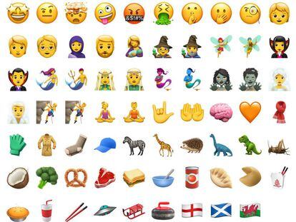 Actualmente existen un total de 3.019 emojis, divididos en 10 categorías. Las que más tienen son: gente y cuerpo humano (1.606), banderas (268), objetos (233) y símbolos (217).
