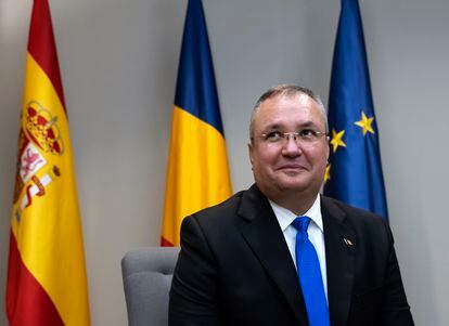 El primer ministro rumano, Nicolae Ciuca, durante la entrevista el miércoles en Castellón.