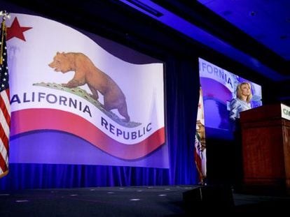 Ashley Swearengin, candidata republicana a interventora de California, durante la convenci&oacute;n del partido en Los &Aacute;ngeles.