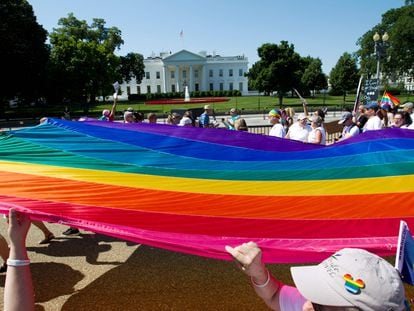 Manifestación del colectivo LGTBI ante la Casa Blanca, en Washington, en 2017.