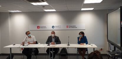 Joan Subirats, Josep Gonzàlez-Cambray y Mercè Massa, en el Consorci d'Educació de Barcelona.