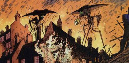 Londres es invadida por alienígenas en el cómic 'La liga de los hombres extraordinarios', de Alan Moore y Kevin O'Neill, que adaptaba 'La guerra de los mundos', de H. G. Wells.