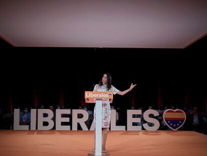 Inés Arrimadas, presidenta de Ciudadanos, durante el acto de clausura de la convención política del partido, en julio de 2021.