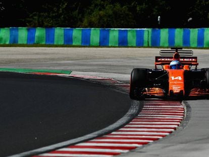 Alonso, durante la clasificación del GP de Hungría.