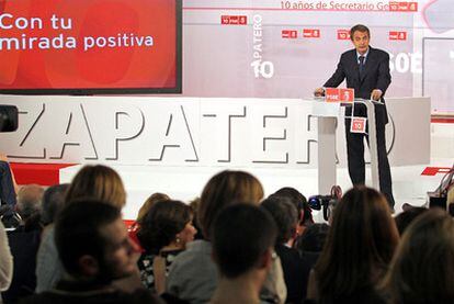 José Luis Rodríguez Zapatero, durante el acto celebrado ayer en la sede del PSOE.