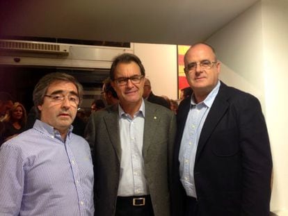 Artur Mas, en el centro, junto a Joseba Aurrekoetxea a la izquierda y Joseba Egibar.