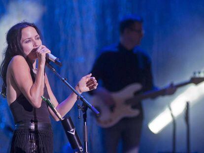 El cuarteto irlandés The Corrs durante el concierto que ofrece esta noche en el Festival de Cap Roig, que se celebra en Palafrugell (Girona).