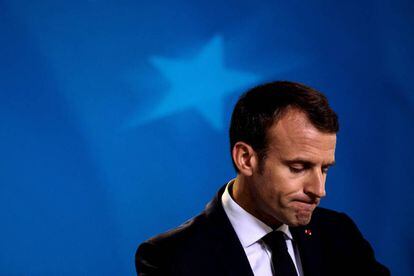 El presidente francés, Emmanuel Macron, en la rueda de prensa posterior a la cumbre europea (Jack Taylor/Getty Images)