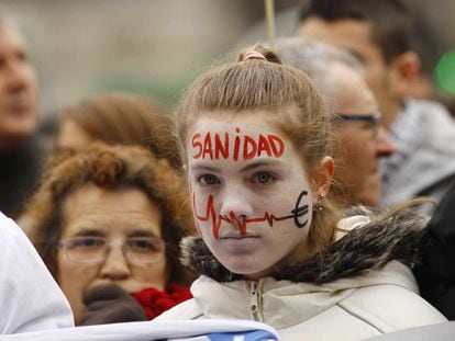 Protesta a favor de la sanidad pública, en Madrid en 2013.