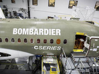 Línea de producción de Bombardier en Quebec (Canadá).