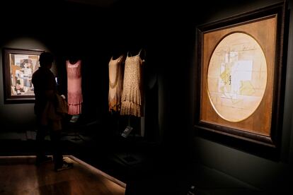 A man visits the exhibition "Picasso/Chanel" that explores the relationship of two great creators of the 20th century: Pablo Picasso and Gabrielle Chanel that is shown in the Museo Nacional Thyssen-Bornemisza in Madrid. 