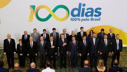 El Gabinete posa el jueves en Brasilia al cumplir sus primeros 100 días.