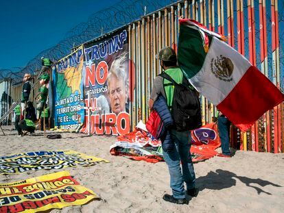Una protesta en contra de Donald Trump en el muro fronterizo de Tijuana, Baja California.