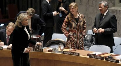 María Emma Mejía y Samantha Power, el pasado enero en la sede de la ONU.