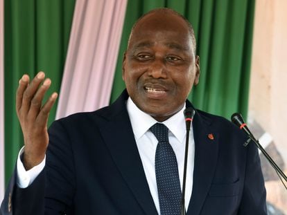 Gon Coulibaly interviene en un acto en el oeste de Costa de Marfil, el 9 de mayo de 2019.