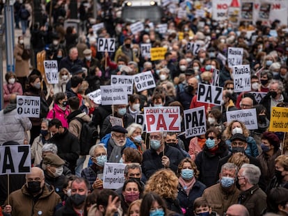 Manifestación contra la guerra en Ucrania.