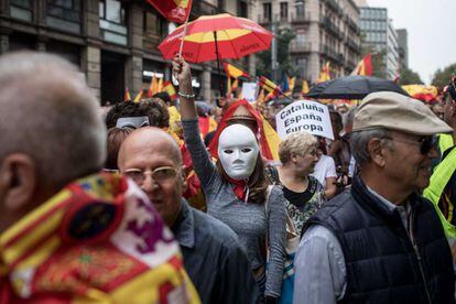 Manifestación contra el referéndum catalán el pasado sábado en Barcelona.