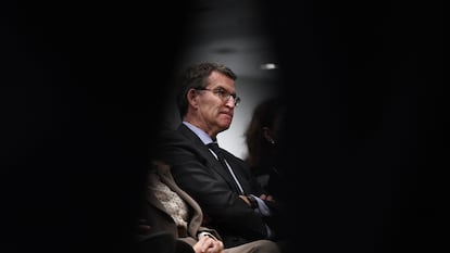 Alberto Núñez Feijóo, el jueves en Madrid en la presentación del libro de Xosé Luis Barreiro 'A propósito de Feijóo'.