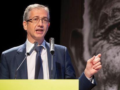 El gobernador del Banco de España, Pablo Hernández de Cos, durante una intervención en el Foro de la Empresa Familiar en septiembre.