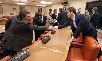 Pablo Iglesias y Albert Rivera, en el Congreso. 