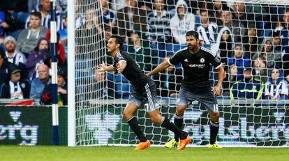 Pedro celebra el seu primer gol amb el Chelsea.