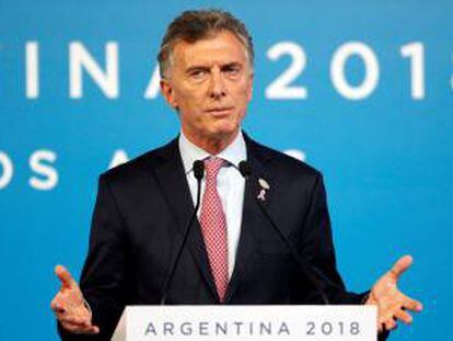 Mauricio Macri, durante la conferencia de prensa, tras finalizar la reunión de los líderes del G20.