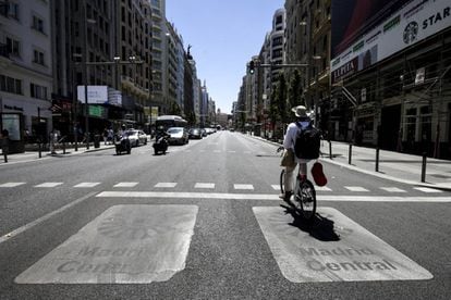 La entrada a Madrid Central desde la plaza de España.