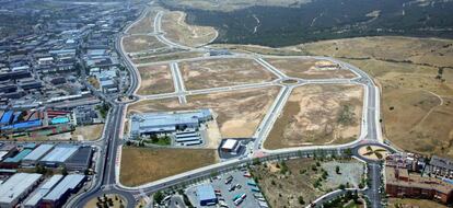 Vista aérea de la parcela de Los Carriles, situada en la localidad madrileña de Alcobendas.