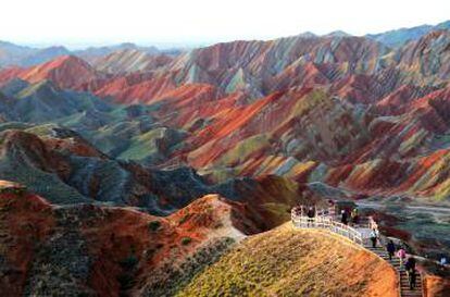 Montañas de colores en el geoparque de Danxia, en Gansu (China).